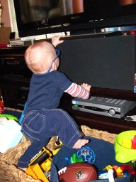The toy baskets that once served as a barrier, became great fun to climb.