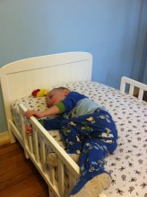 James has adjusted so well to his new bed.