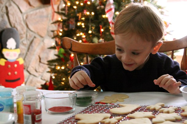We had so much fun decorating Christmas cookies with our munchkin.